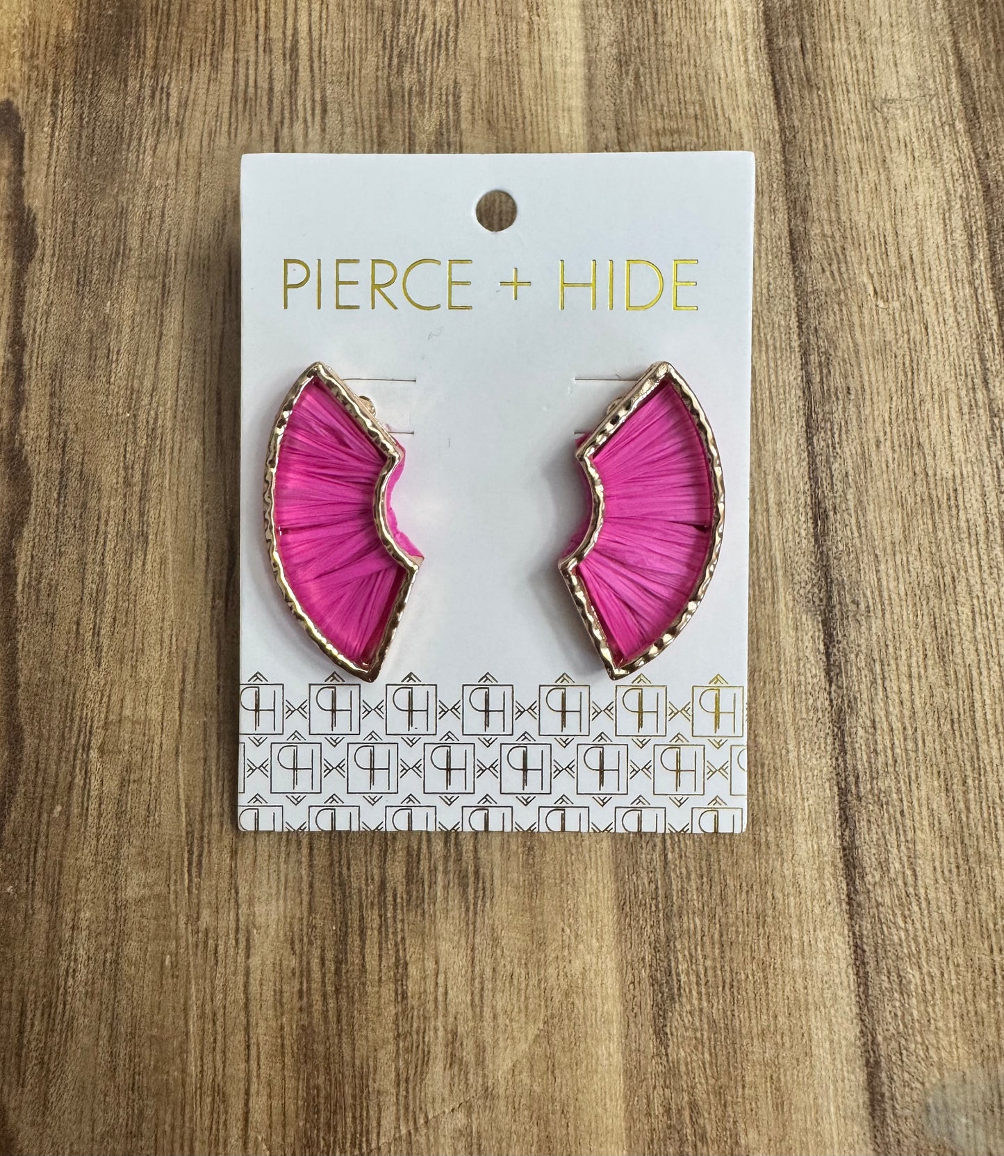 Fuchsia Layered Raffia Fan Earring