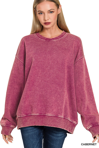 Cabernet Acid Wash Pullover