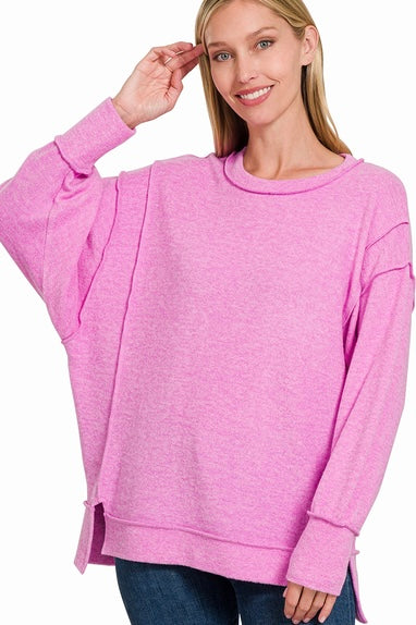 Pink Brushed Oversized Sweater