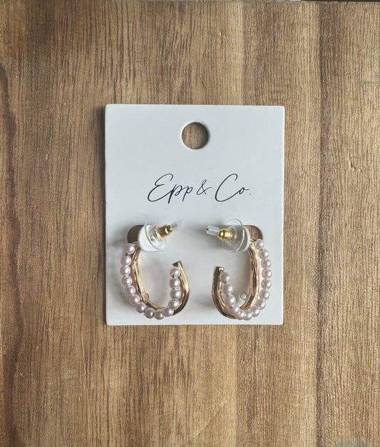 Gold & Pearl Double Hoops