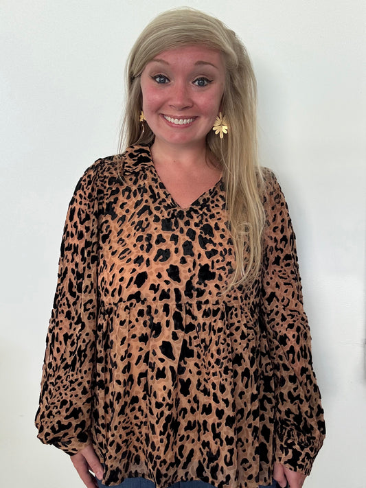 Leopard Print Baby Doll Top