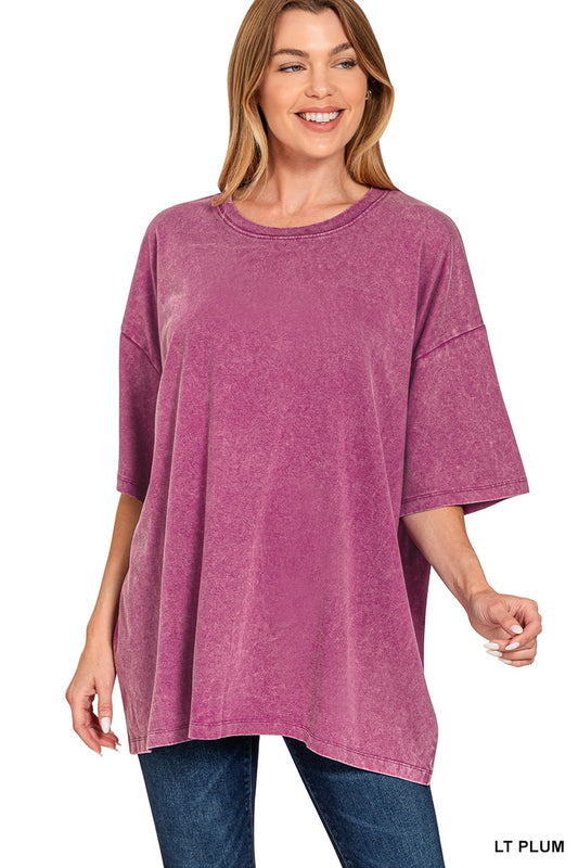 Light Plum Acid Wash Boyfriend Tee
