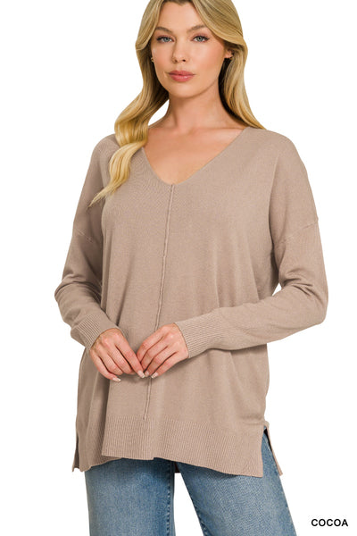Cocoa Viscose Front Seam Sweater