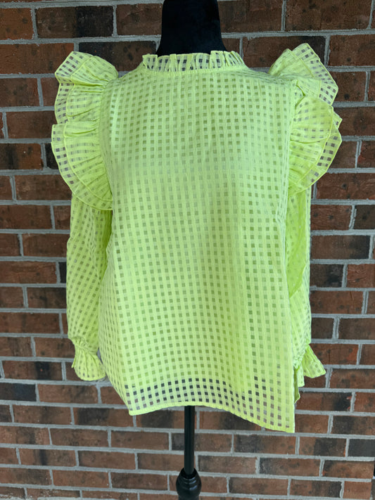 Neon Ruffle Sleeve Top