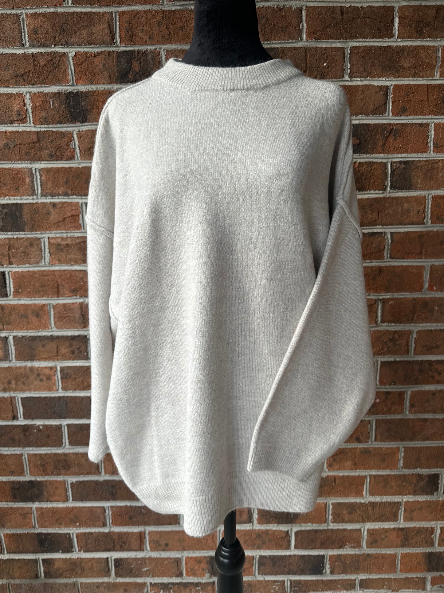 Light Cement Raw Seam Sweater