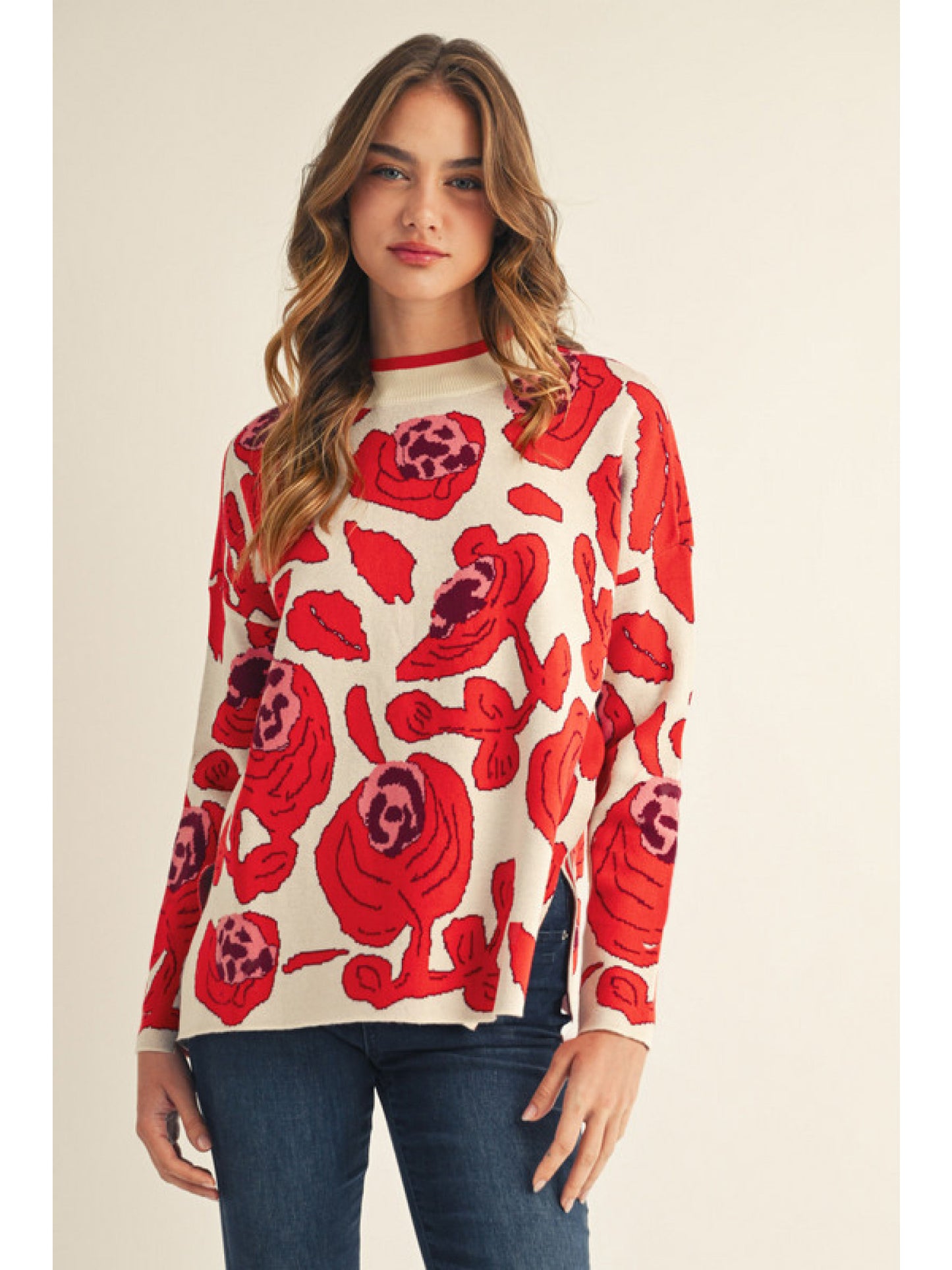 Cream Floral Sweater